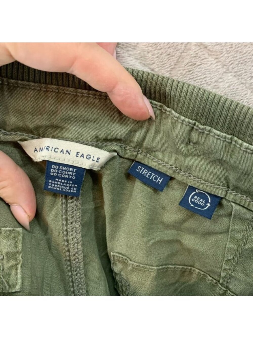 American Eagle Cargo Pants Womens 00p Army Green Palazzo Baggy High Rise Stretch